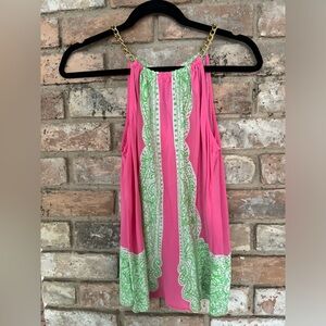 Lilly Pulitzer silk tank size s gold chain detail